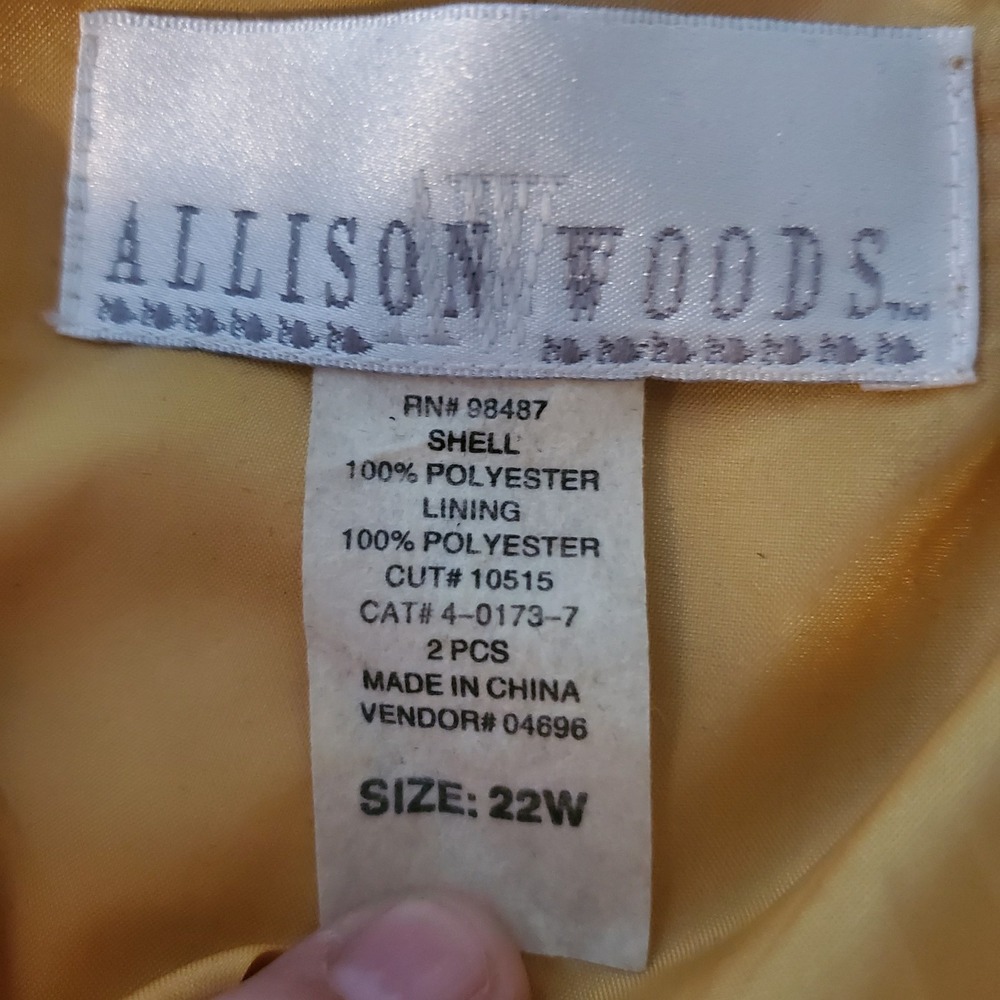 Allison Woods Vintage Women's Size 22W Gold Jacket Mandarin Collar Long Sleeve - Picture 11 of 13